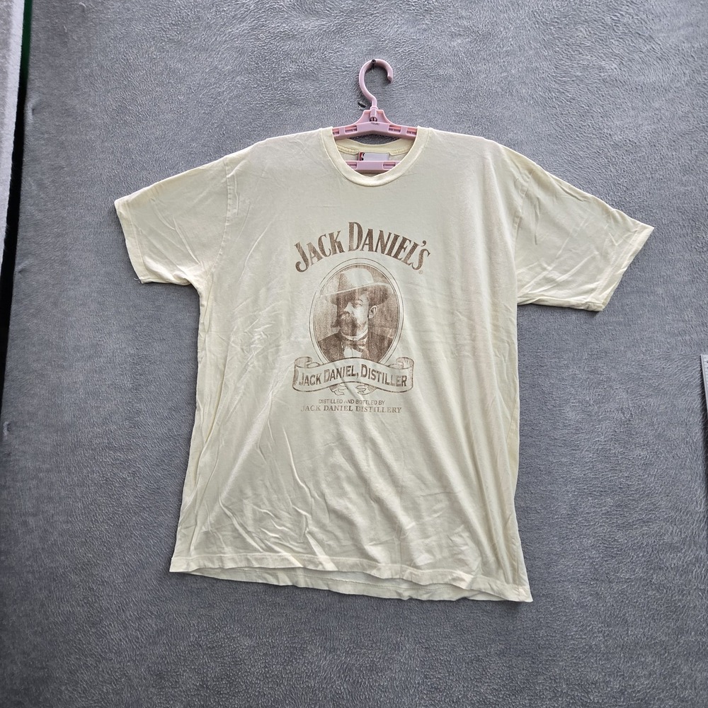 VINTAGE Jack Daniels Men Shirt XL Cream Single Stitch Chase Authentics Y2K 90s